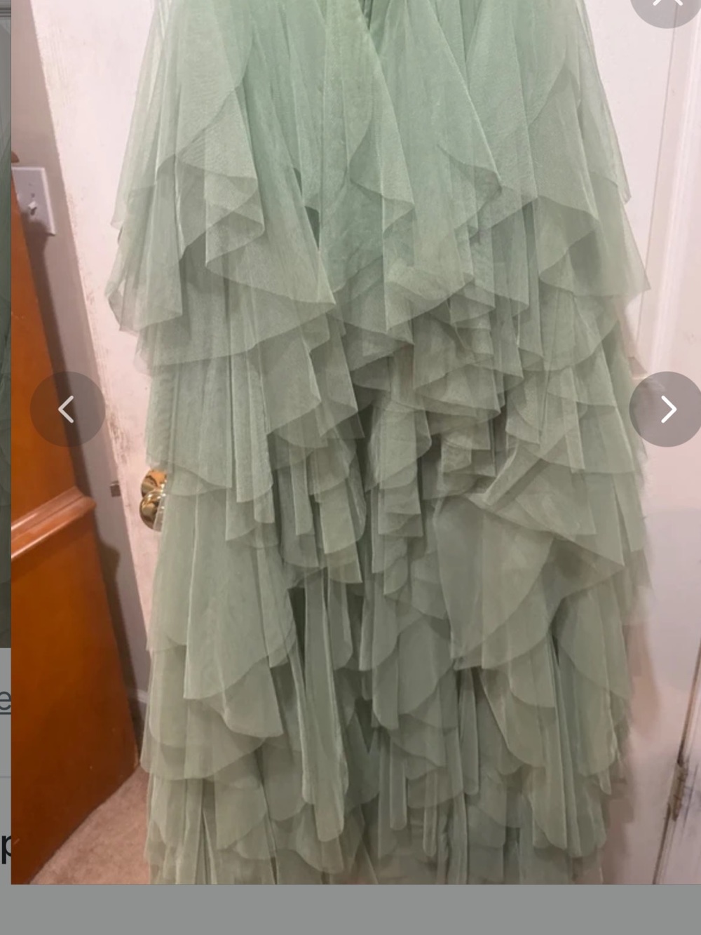 Windsor Mint Green Layered Tulle Ruffle Prom Gown - Picture 3 of 8